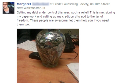 Getting her debt under control, relief from a repayment program. Getting her debt under control, relief from a repayment program.